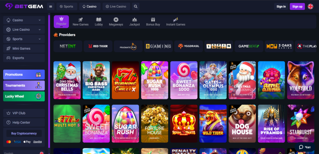 Explore BetGem Casino game page