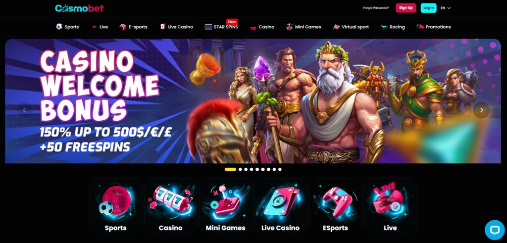CosmoBet Casino Home Page