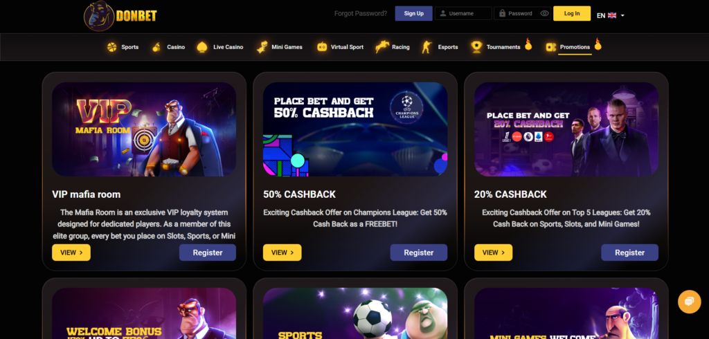 Explore Donbet Casino promotion page