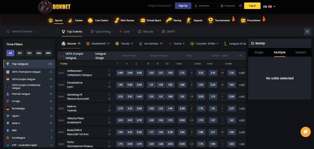 Explore Donbet Casino sport page