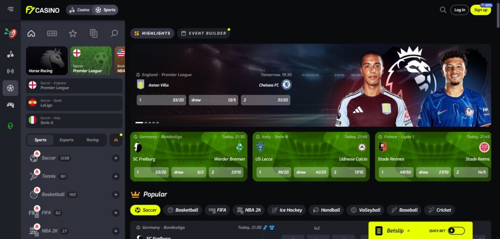 Discover F7 Casino sport page