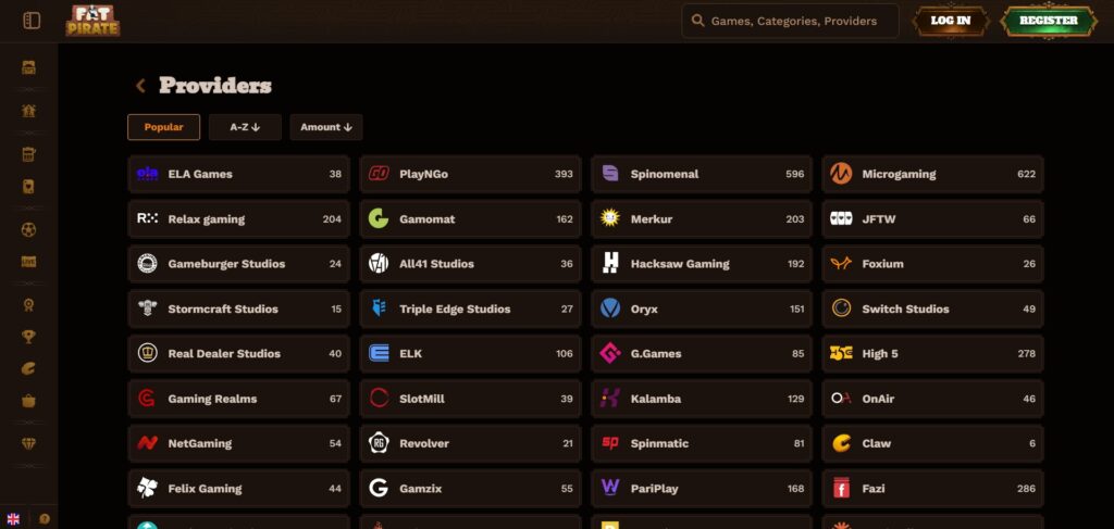 Discover FatPirate Casino providers
