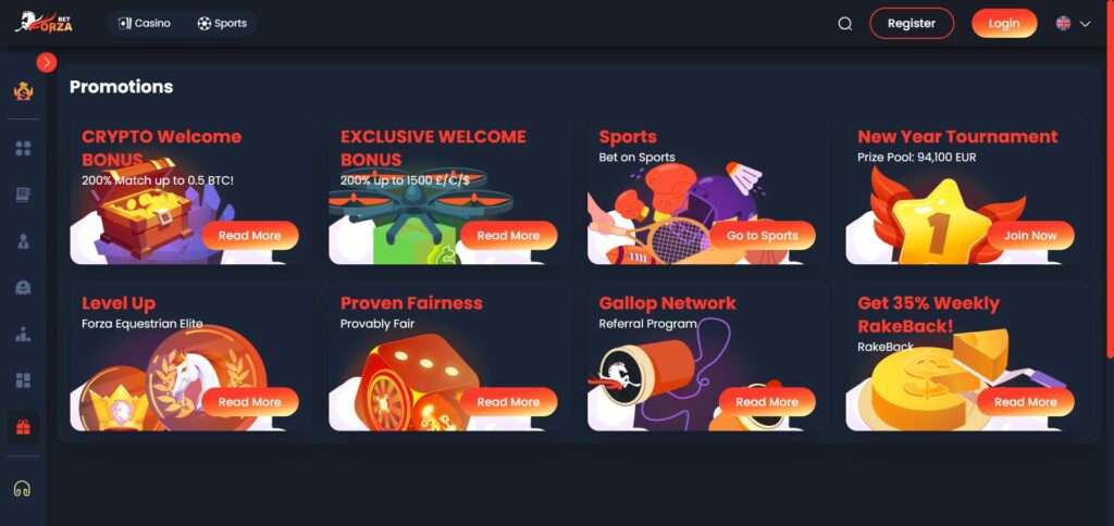 ForzaBet Casino Promotions Page
