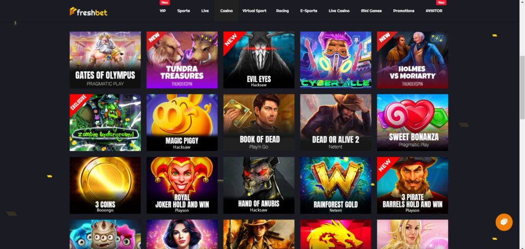 FreshBet Casino Games Page