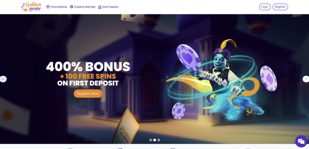 Discover Golden Genie Casino homepage