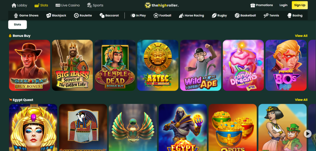 Explore TheHighRoller Casino slot games