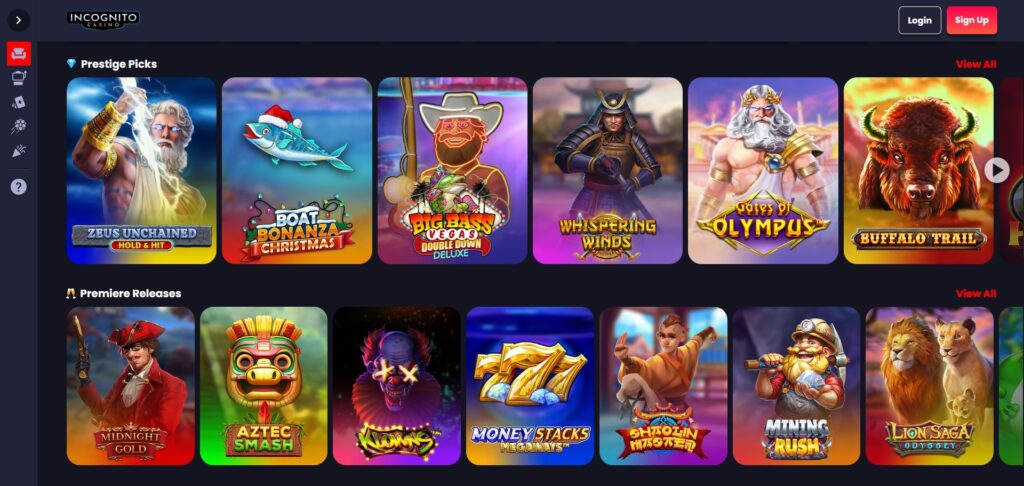 Learn about Incognito Casino slot page