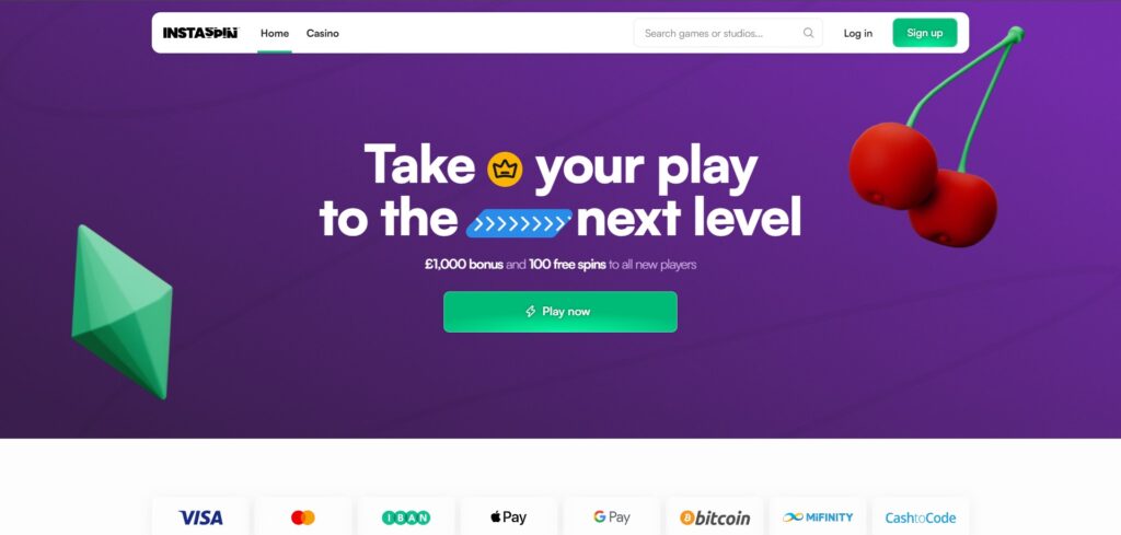 Explore Instaspin Casino homepage