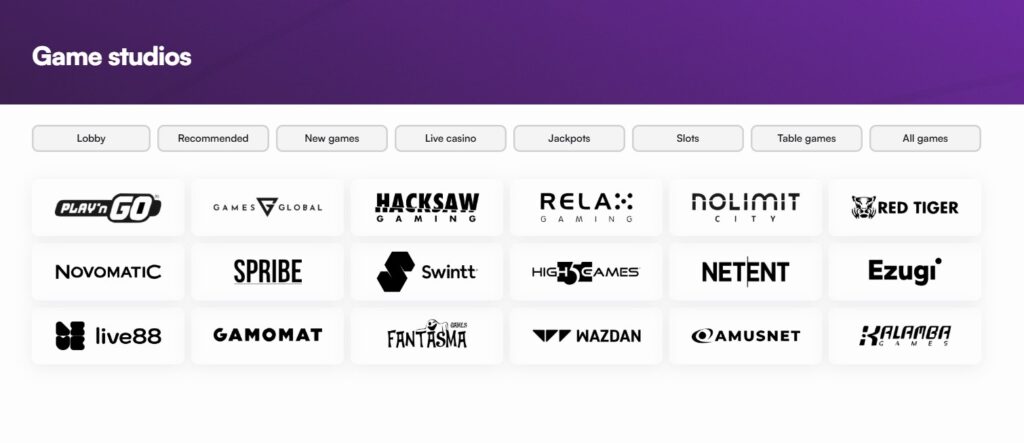 Explore Instaspin Casino providers page