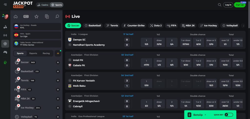 Explore Jackpotraider Casino live sports betting