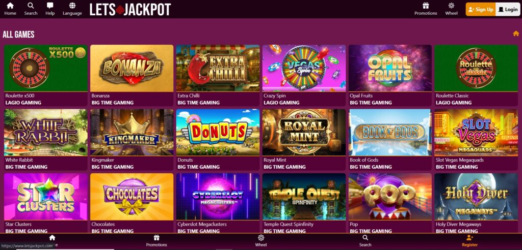 Lets Jackpot Games Page