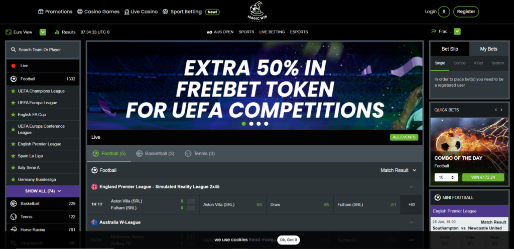 Discover Magic Win Casino sport page