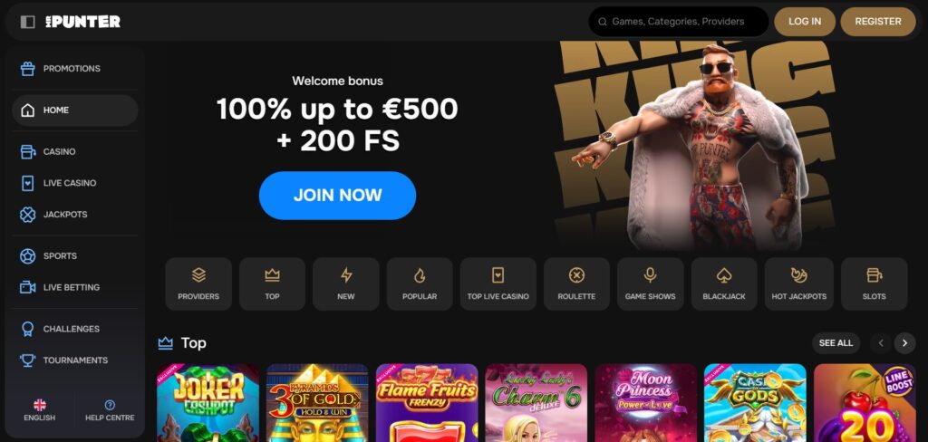 Explore MrPunter Casino homepage