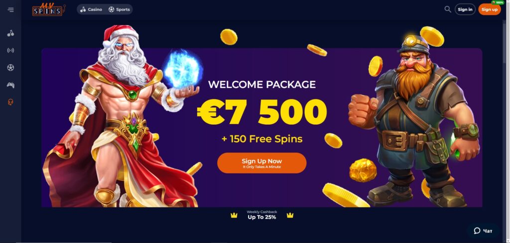 Explore MySpins Casino homepage