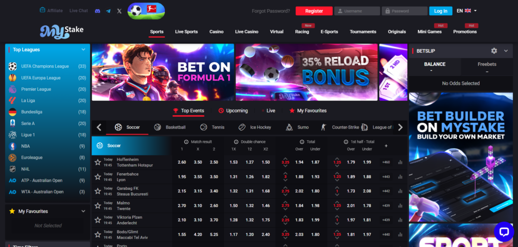 Explore MyStake Casino sport page