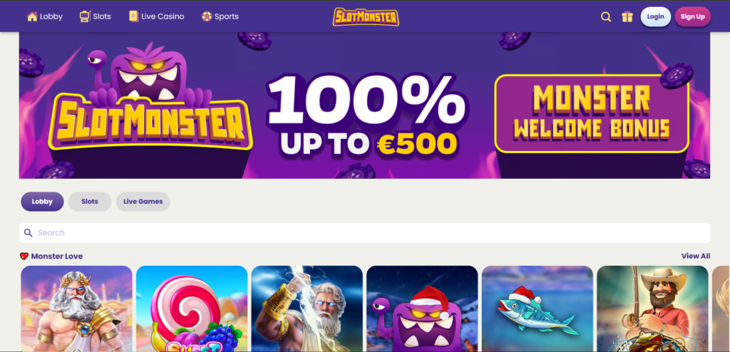 Discover Slotmonster Casino homepage