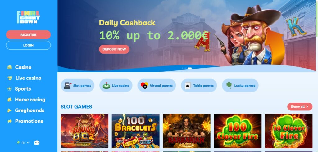 Learn about Final Countdown Casino homepage