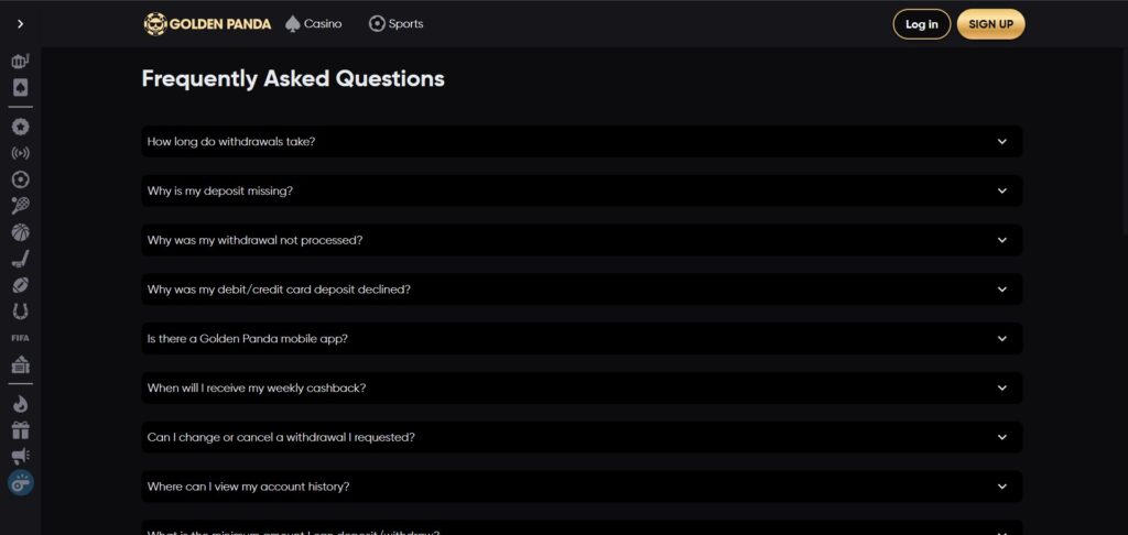 Golden Panda FAQ Page