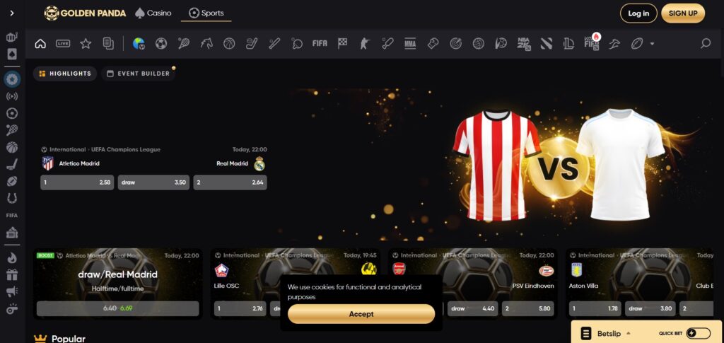 Explore Golden Panda Casino sports betting