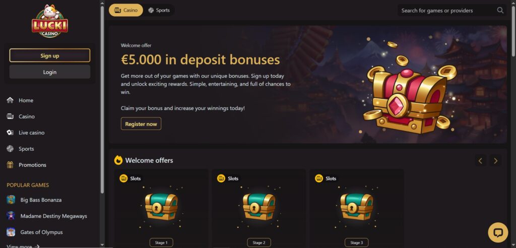 Explore LuckiCasino promotion section