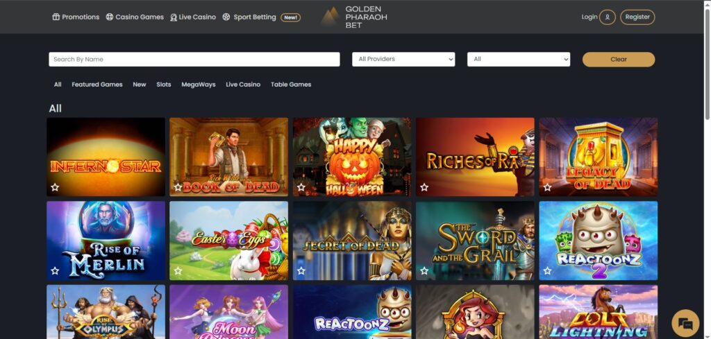 Explore Golden Pharaoh Casino game page