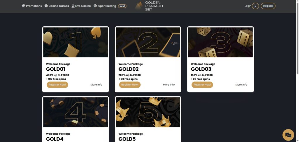 Explore Golden Pharaoh Casino promotion page