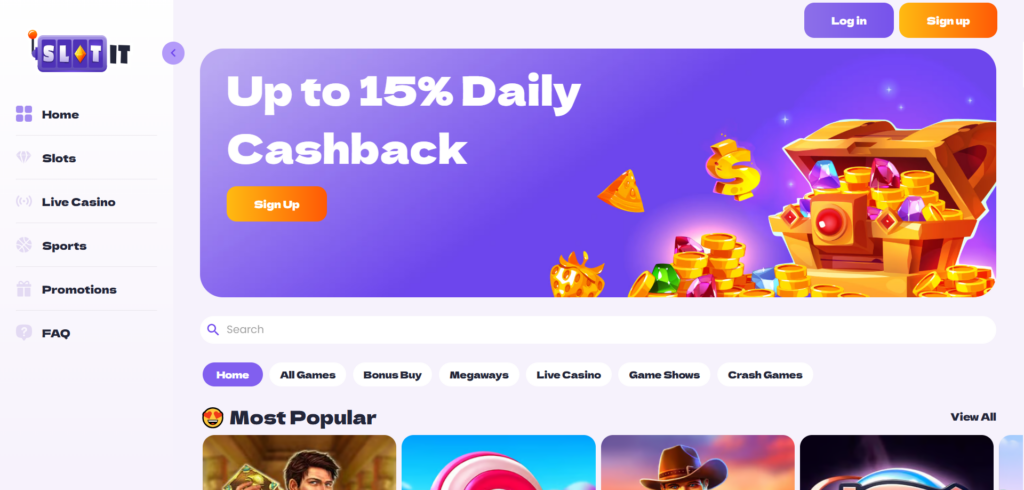 Explore Slotit Casino homepage