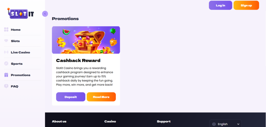 Explore Slotit Casino promotion page