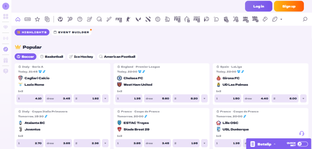 Explore Slotit Casino sport page