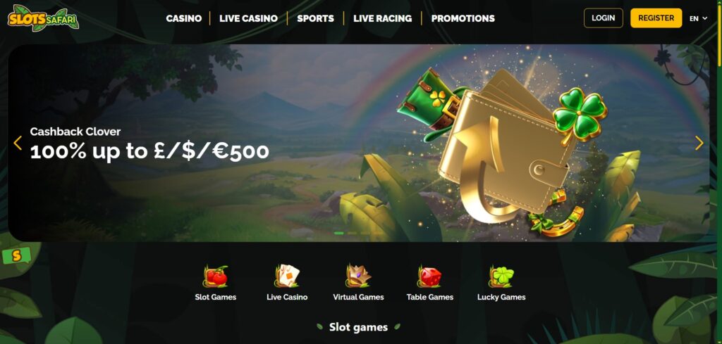 Discover Slots Safari Casino homepage