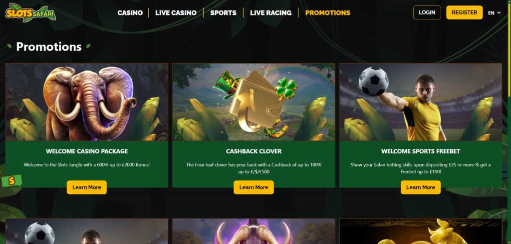 Discover Slots Safari Casino promotion page
