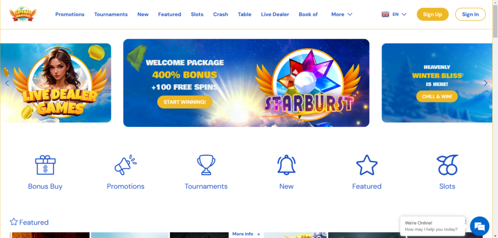 Discover Spins Heaven Casino homepage