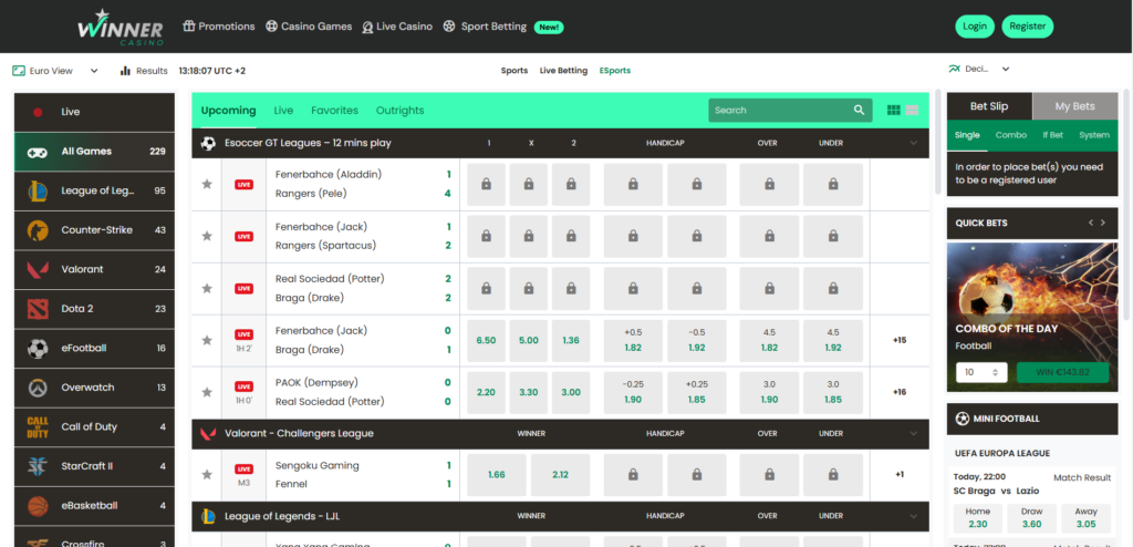 Explore Winner Casino eSport page