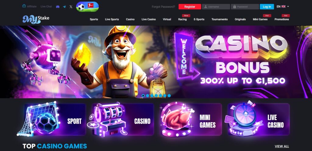 Explore MyStake Casino homepage