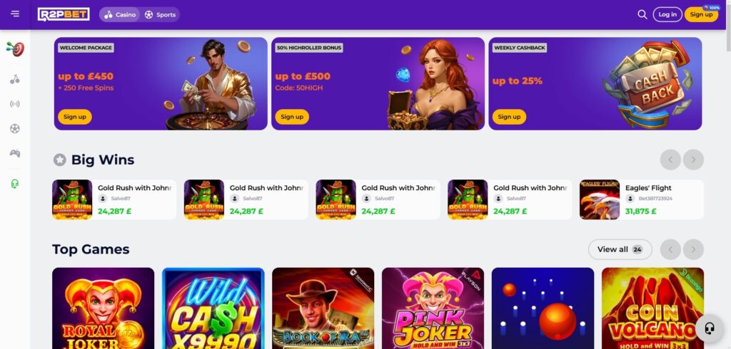 Explore R2pbet Casino homepage
