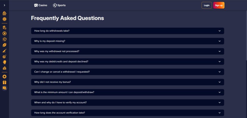 PuppyBet Casino FAQ Page