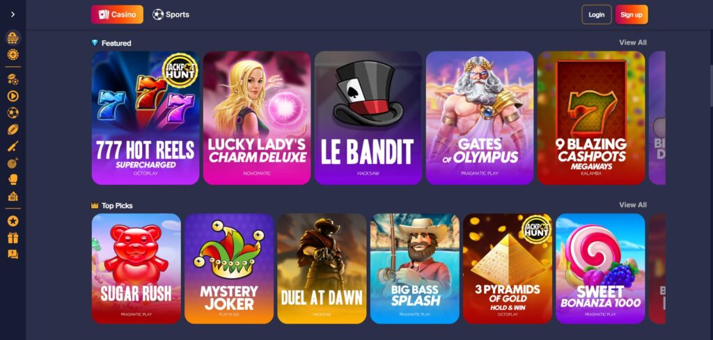 PuppyBet Casino Games Page