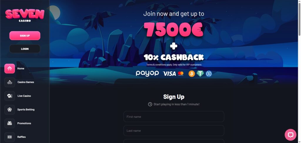 Seven Casino Home Page