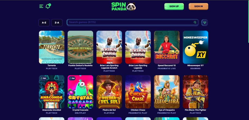 Discover Spin Panda Casino game page