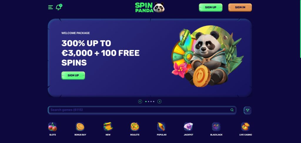 Discover Spin Panda Casino homepage