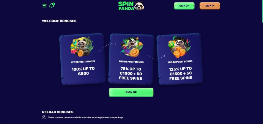 Discover Spin Panda Casino promotion page