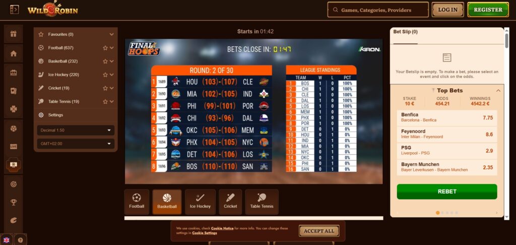 Explore Wild Robin Casino virtual sports