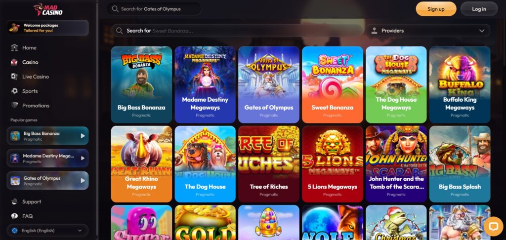 MadCasino Games Page