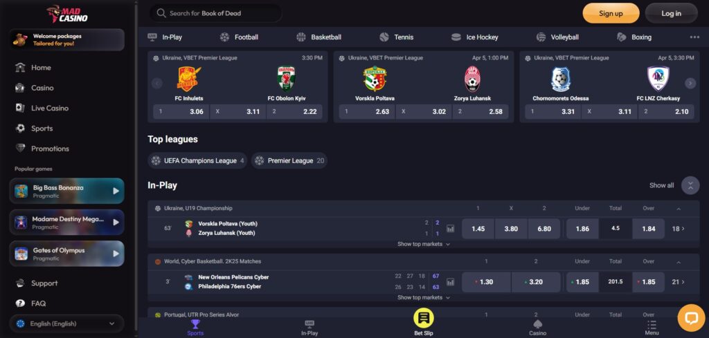 MadCasino Sports Page