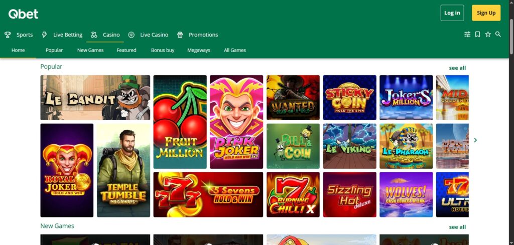 Games at Qbet Casino