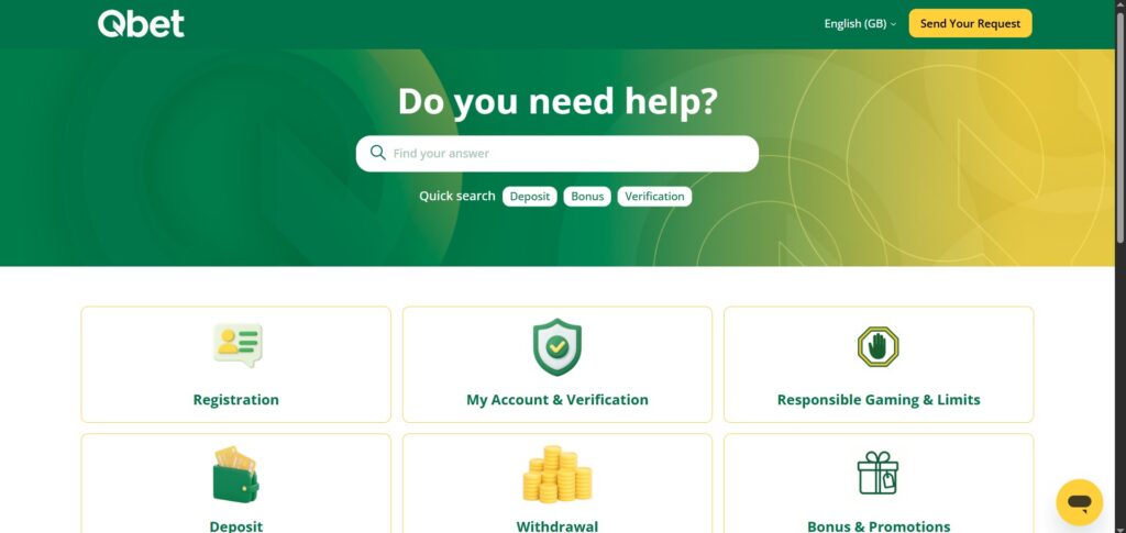 Helpe Centre at Qbet Casino