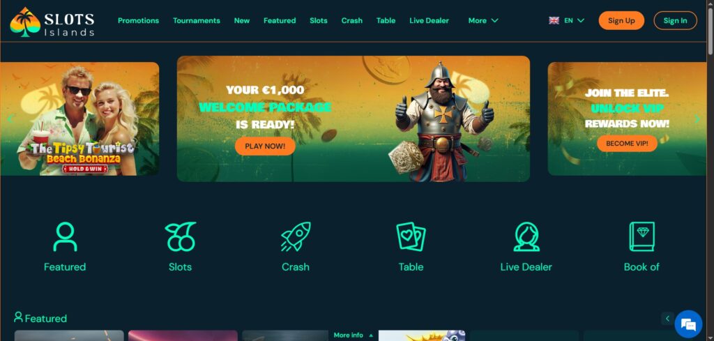Check out the Slots Islands casino homepage
