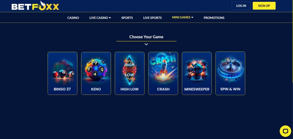 Check out the BetFoxx casino minigames page