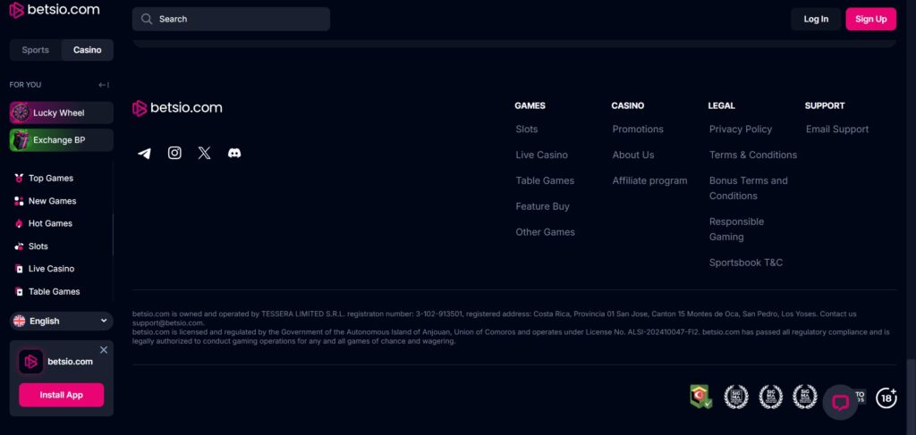 Explore Bets.io Casino web interface