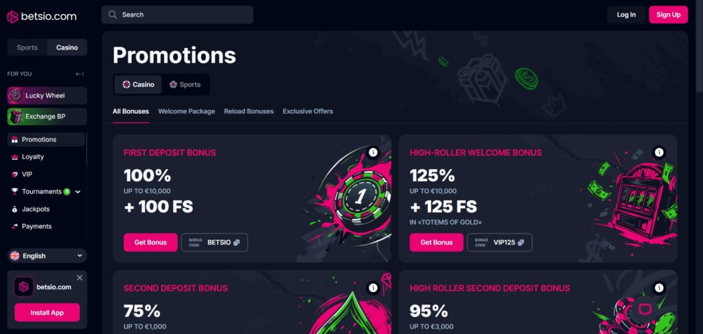 Explore Bets.io Casino promotions page